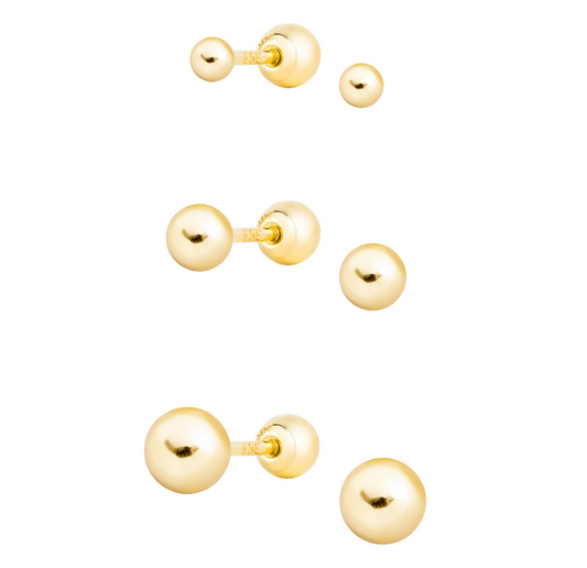 14K SOLID GOLD BALL PIERCING, 3mm-4mm-5mm-6mm