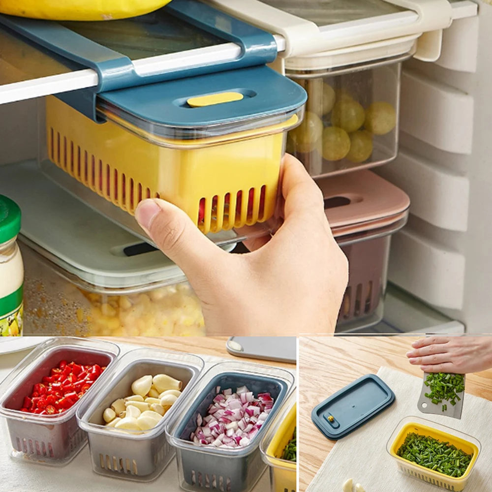 Refrigerator Storage Box Multifunctional Kitchen Fresh-Keeping Box Vegetable