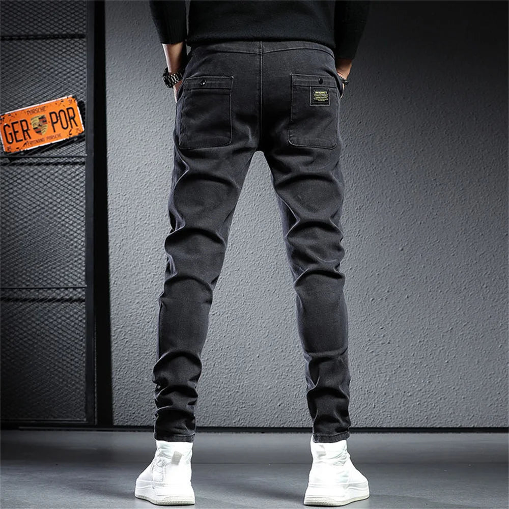 Spring Summer Black Gray Cargo Jeans Men Streetwear Denim Jogger Baggy Pants Men