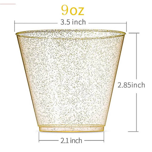 Golden Plastic Cup Disposable Water Cup Golden Powder 90OZ Juice Cup