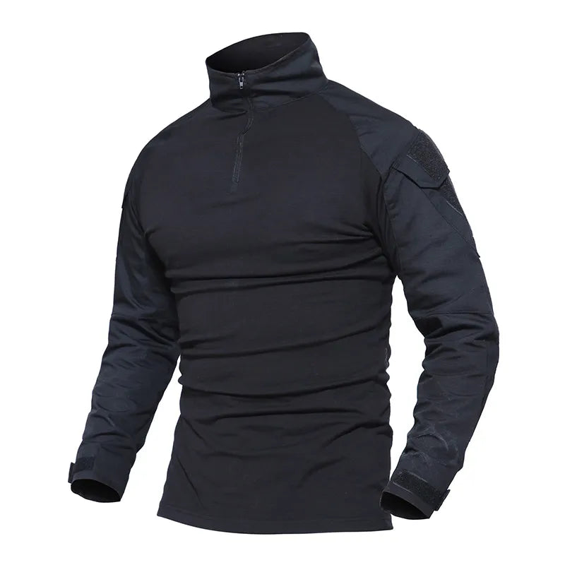 TACVASEN Long Sleeve 1/4 Zipper Tactical T-Shirts With Pockets