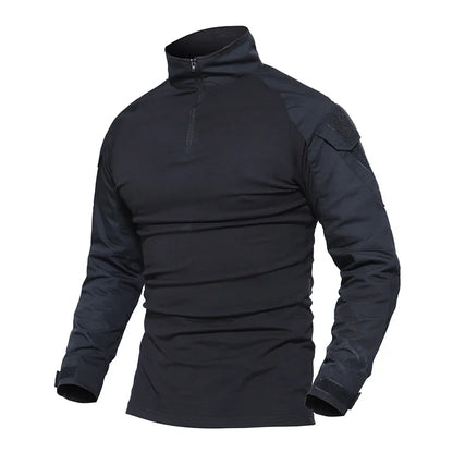 TACVASEN Long Sleeve 1/4 Zipper Tactical T-Shirts With Pockets