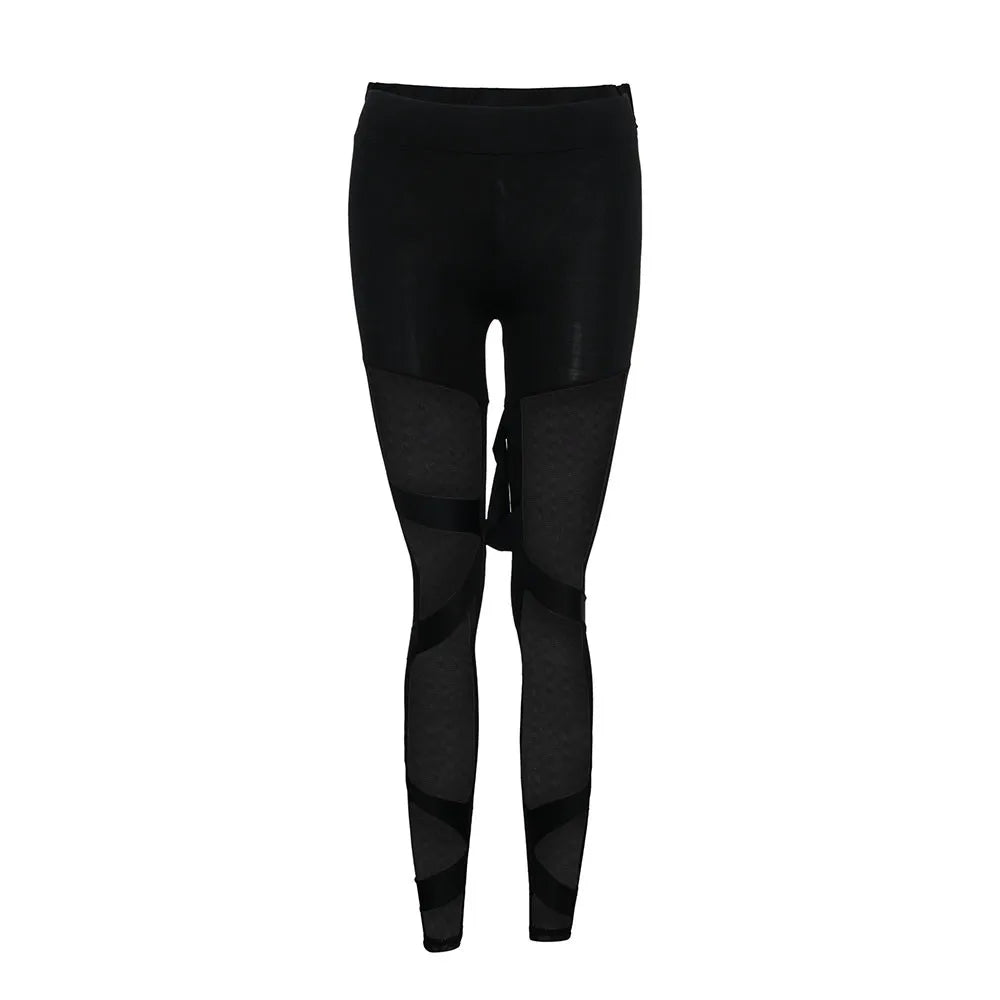 Fashion Women High Elastic Waist Fitness Legging Sexy Spliced Grenadine Gym