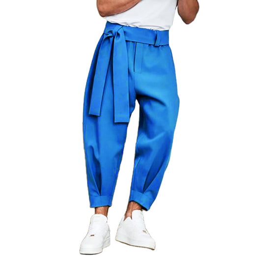 Men Pants Solid Color Joggers Baggy Pockets Fashion Casual Trousers Men