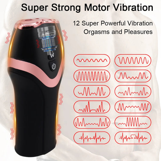 12 Modes Penis Delay Trainer Male Masturbator Vibrator Automatic Oral Climax