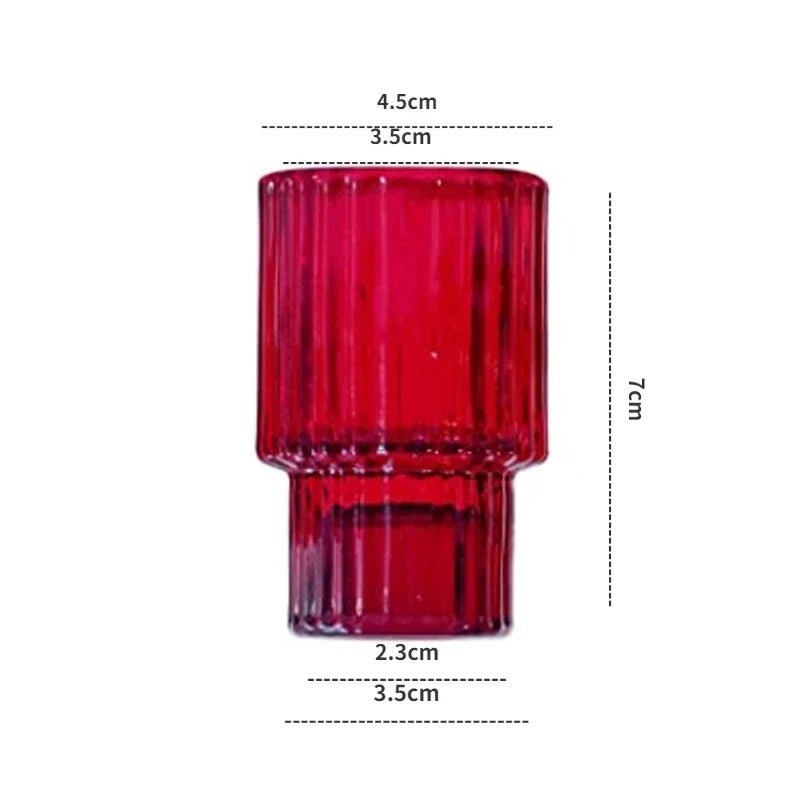 Red Mini Glass Candle Holders Taper Candle Stand Small Tealight Candle Holder