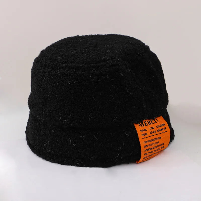 Autumn Winter Lambwool Baby Hats Letter Pattern Kids Boys Girls Caps