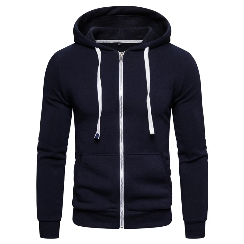 Winter Cotton Hoodied Mens Sweatshirts Fleece Thick Hoodies Sportswear Zipper