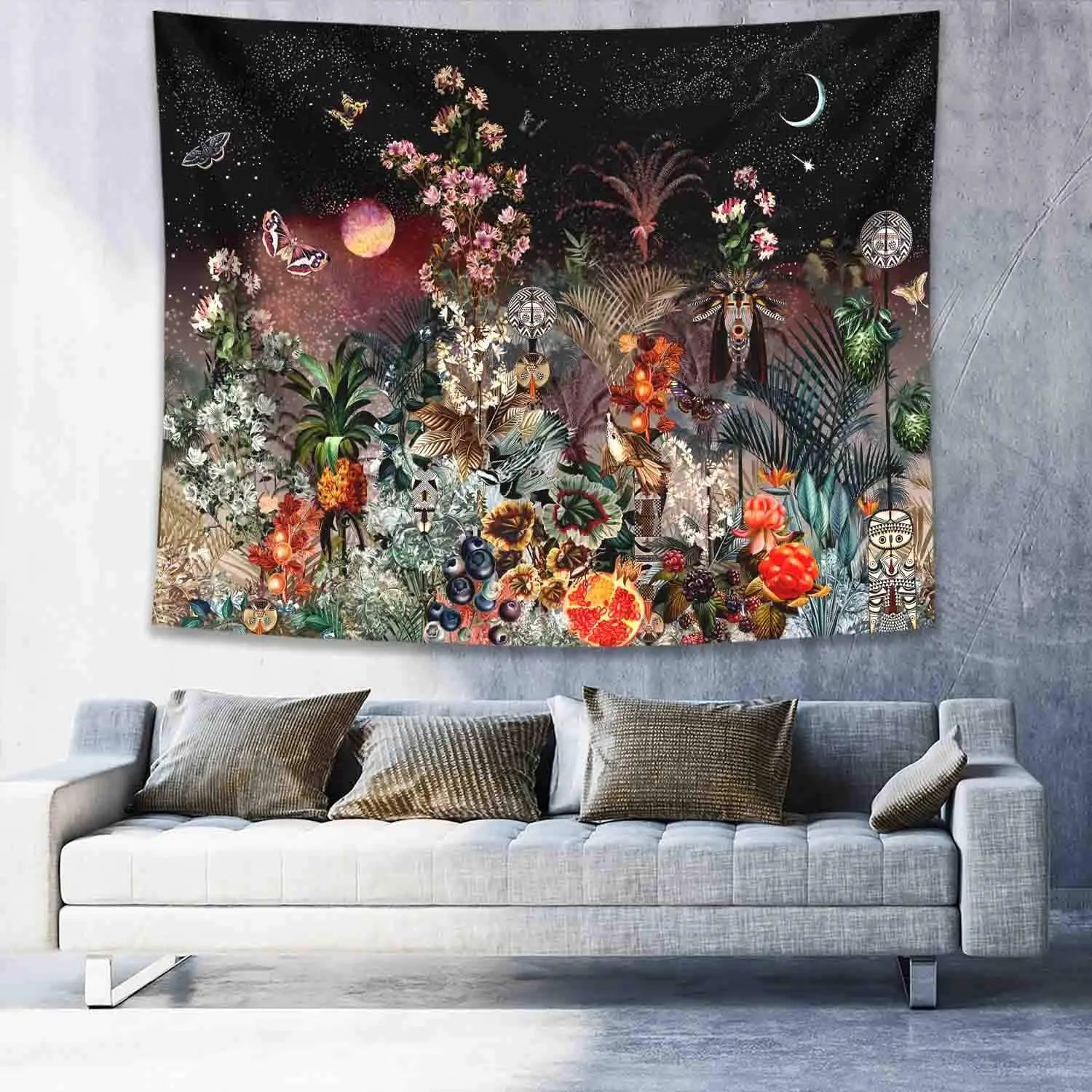 Moon Phase Tapestry Wall Hanging Psychedelic Moon Starry Tapestries Carpets