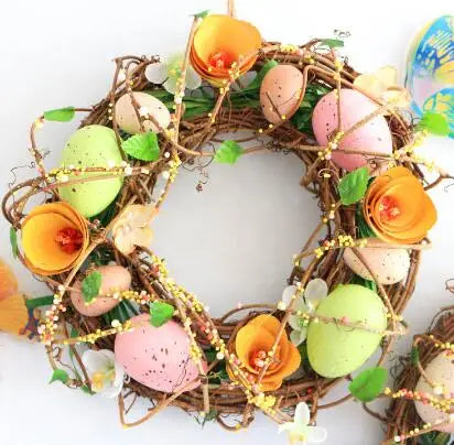 Happy Easter Eggs Door Rattan Wreath, Wedding Party Supplies, Home Decoration