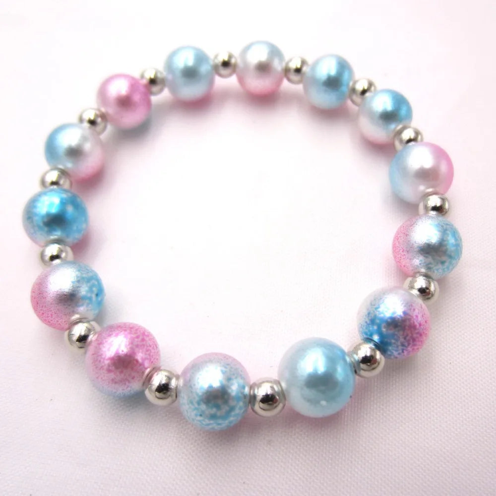 1Set 2023 New Child Chunky Beads Necklaces Colorful Toddler Girls Pearl