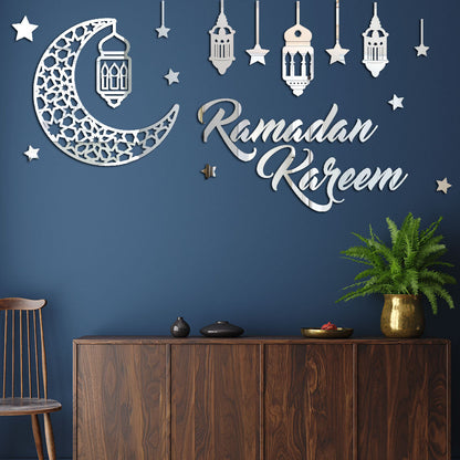 Muslim Islam Eid Mubarak Ramadan Crystal Mirror Wall Sticker Room Decorations