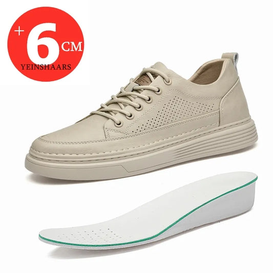 Spring/Summer Men Elevator Shoes Casual Men Sneakers Breathable Leather Leisure