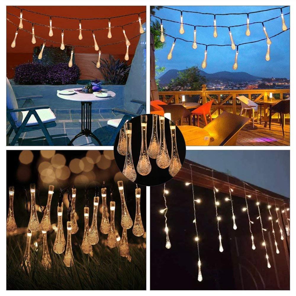 Outdoor Fairy Waterproof Raindrop Lights Party Christmas String Light Water Drop