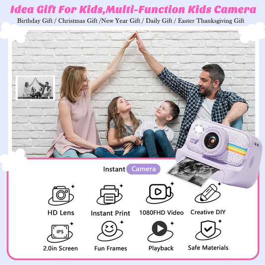 Instant Print Camera for Kids,2.0 Inch Screen Kids Instant Cameras