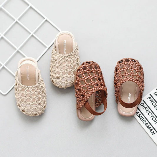 Baby Girls Shoes Braided Sandals for Girls Kids Fashion Hollow Out Leather