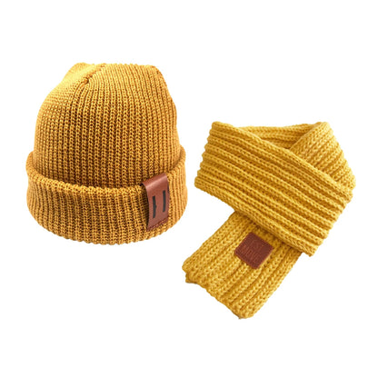 Knitted Baby Hat Scarf Set Winter Kids Beanie Neck Warmer Baby Cap