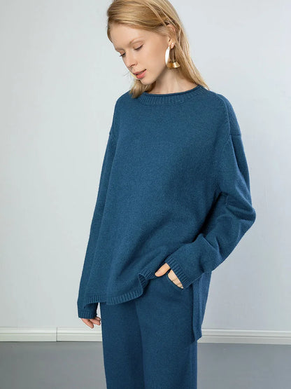 O-Neck Oversize Thick Sweater Pullovers Women Loose Cashmere Turtleneck Sweater