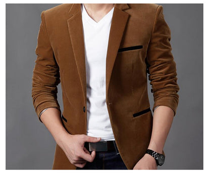 Men's Fashion Brand Blazer Casual Suit Jacket Solid Male Blazers