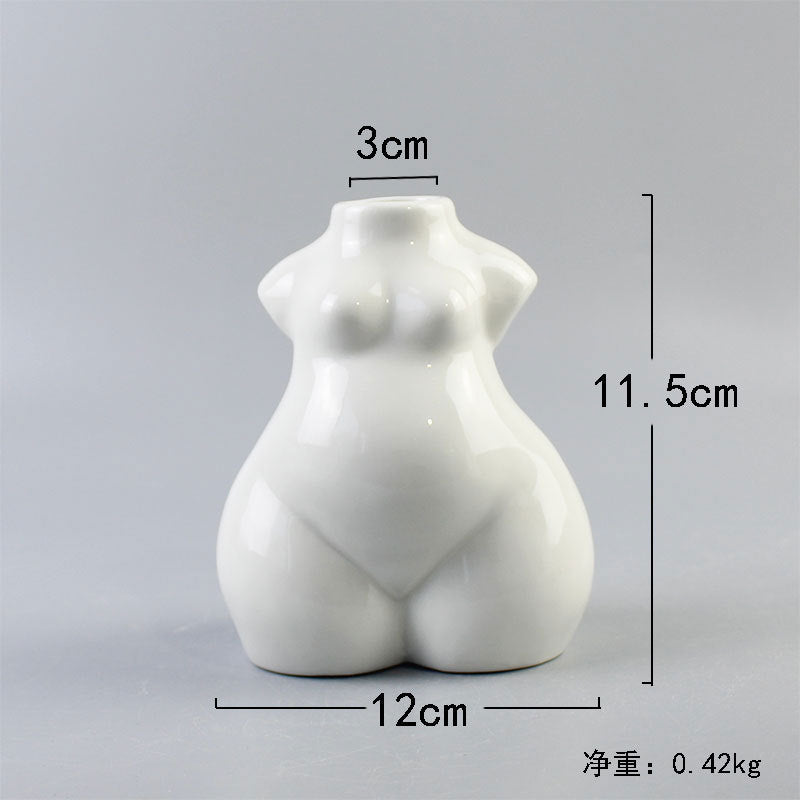 Hot Sale Modern Nordic White Ceramic Body Vases for Home Decor Art Sculptures