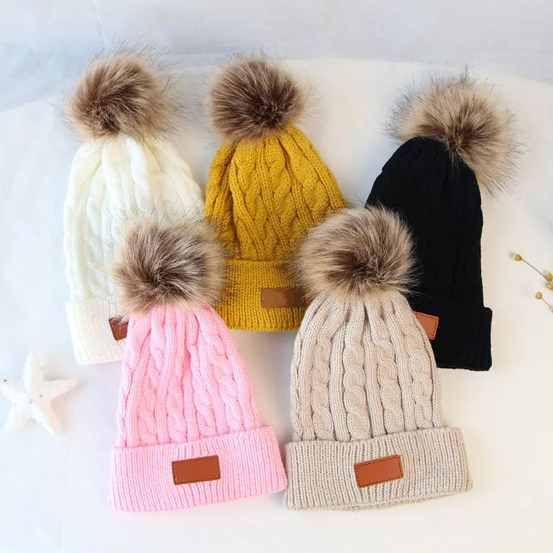 Baby Boy Hat Cute Pompom Baby Cap Beanie Autumn Winter Warm Knitted Children