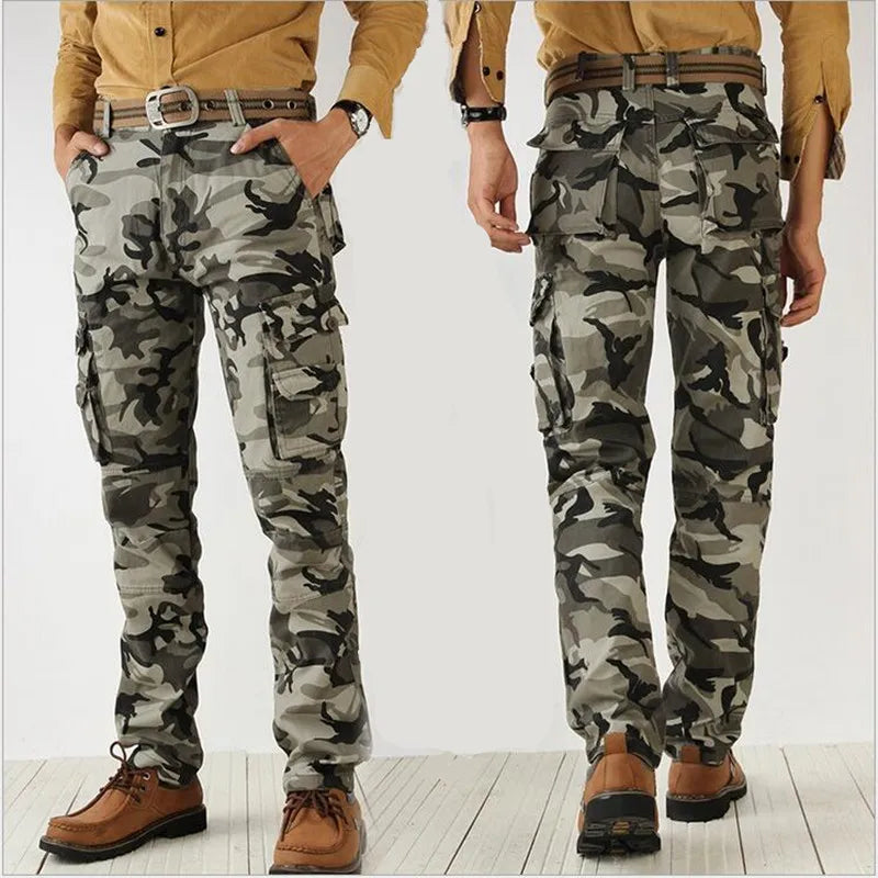 Spring Autumn Men Cargo Pants Cotton High Quality Camouflage Straight