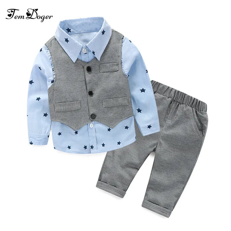 2016 Baby Boys Wedding Clothes Kids Formal Suit Boy Shirt+Vest+Pants Outfits