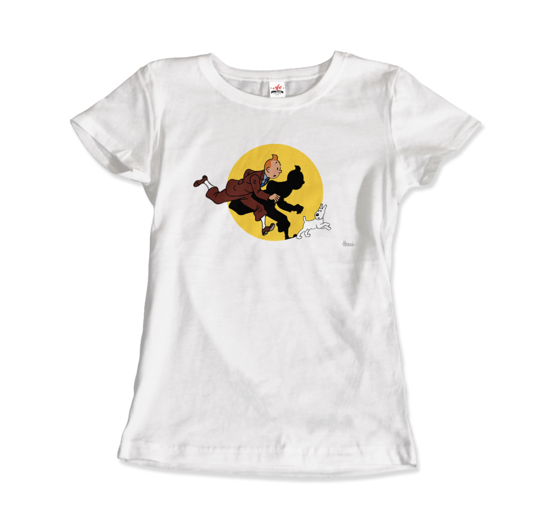 Tintin and Snowy (Milou) Getting Hit by a Spotlight T-Shirt