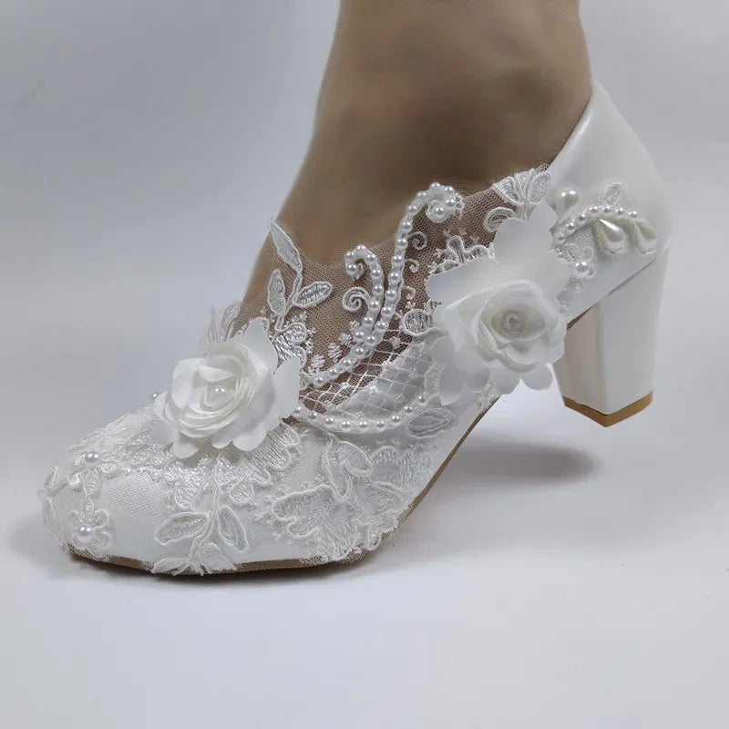 2024 New Customize  Wedding Shoes Bridesmaid Dress Shoes Thick Heeled