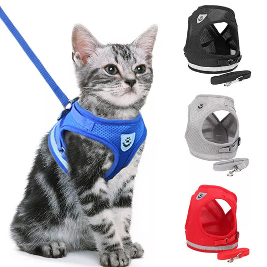 Reflective Cat Harness and Leash Set Nylon Kitten Dogs Vest Harness Leads Pet