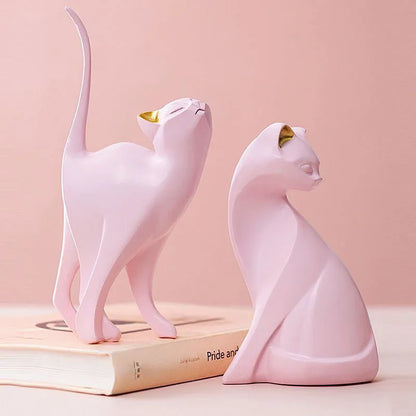 Vilead Pink Cat Sculptures Dressing Table Decoration Accessories Home