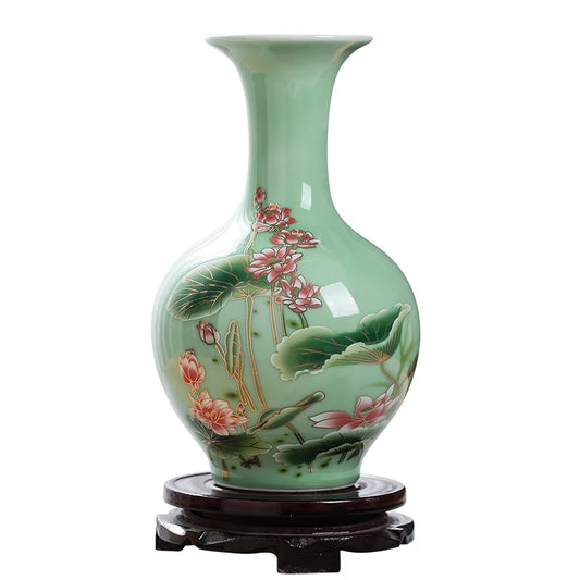 Jingdezhen Porcelain Vase Ornament, Living Room Flower Arrangement, Dry Flower