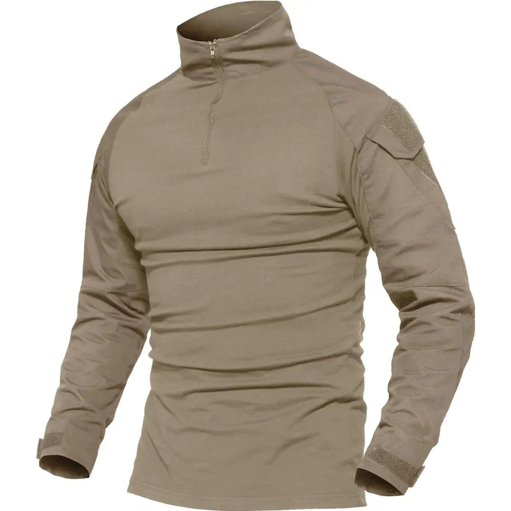 TACVASEN Long Sleeve 1/4 Zipper Tactical T-Shirts With Pockets