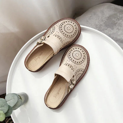 Careaymade-New Fashion Baotou Half Slippers Women's Thick Soled Slope Heel