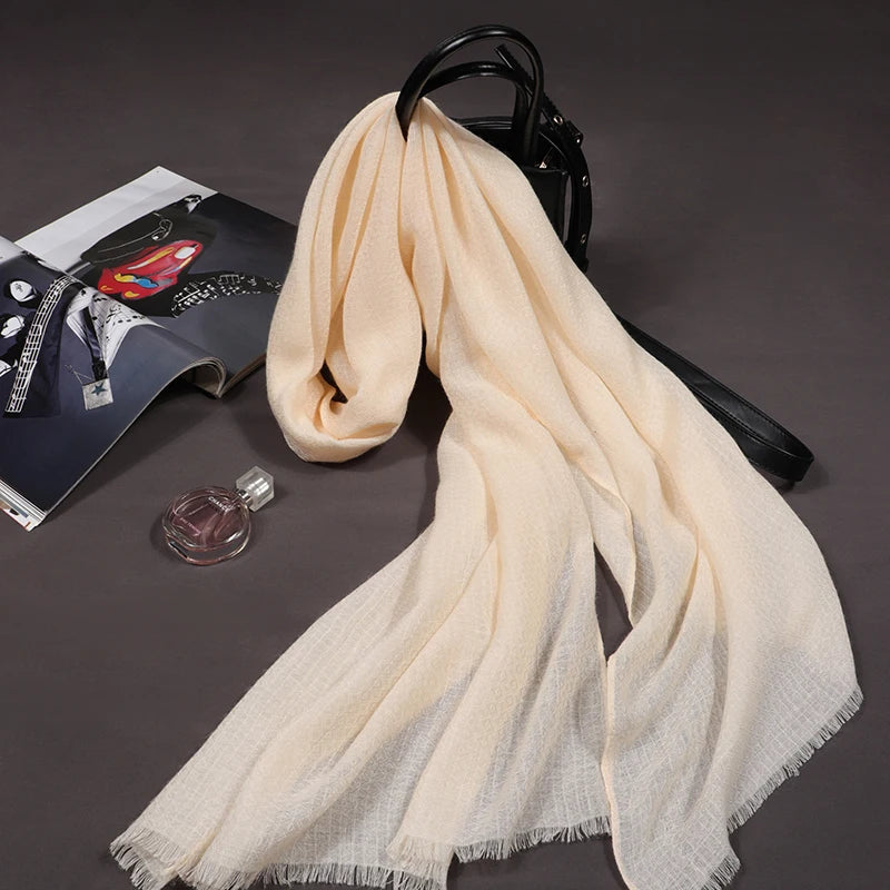 Luxury Brand Silk Women Scarf Solid Soft Cotton Scarves Female Shawl