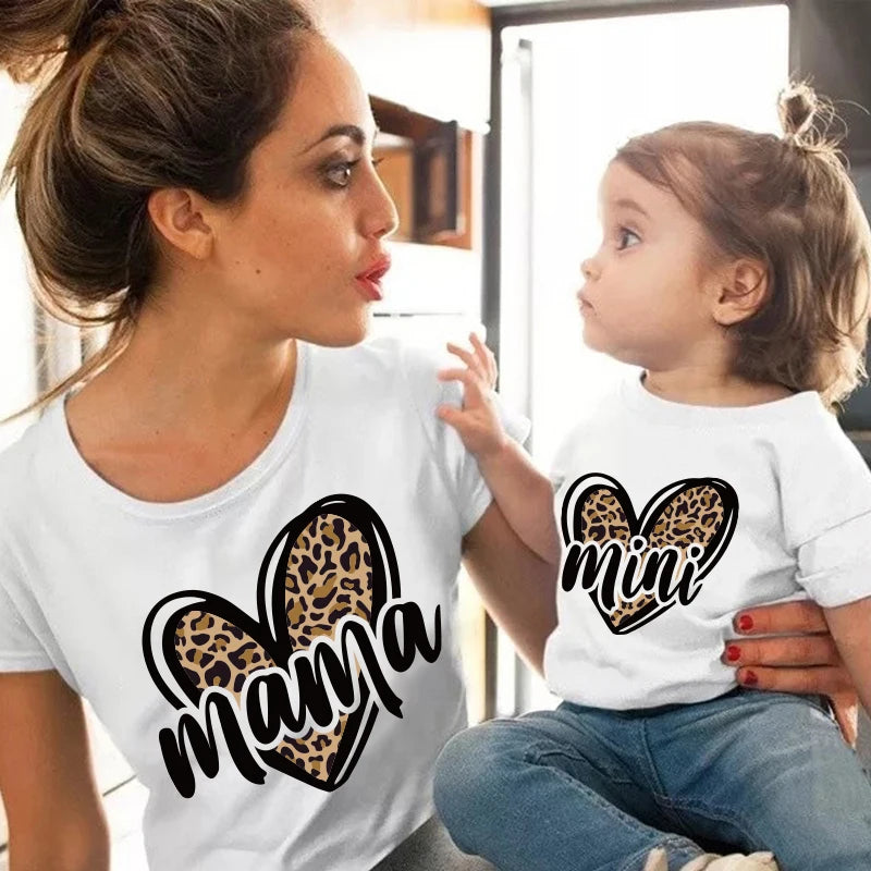 Tshirt Family Leopard Love Mother Kids Tshirts Baby Girl Matching Outfits