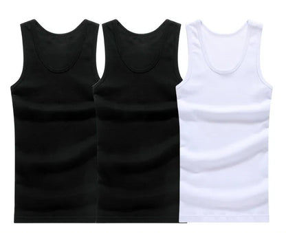 3pcs/Lot Cotton Mens  Underwear Sleeveless Tank Top Solid Muscle Vest