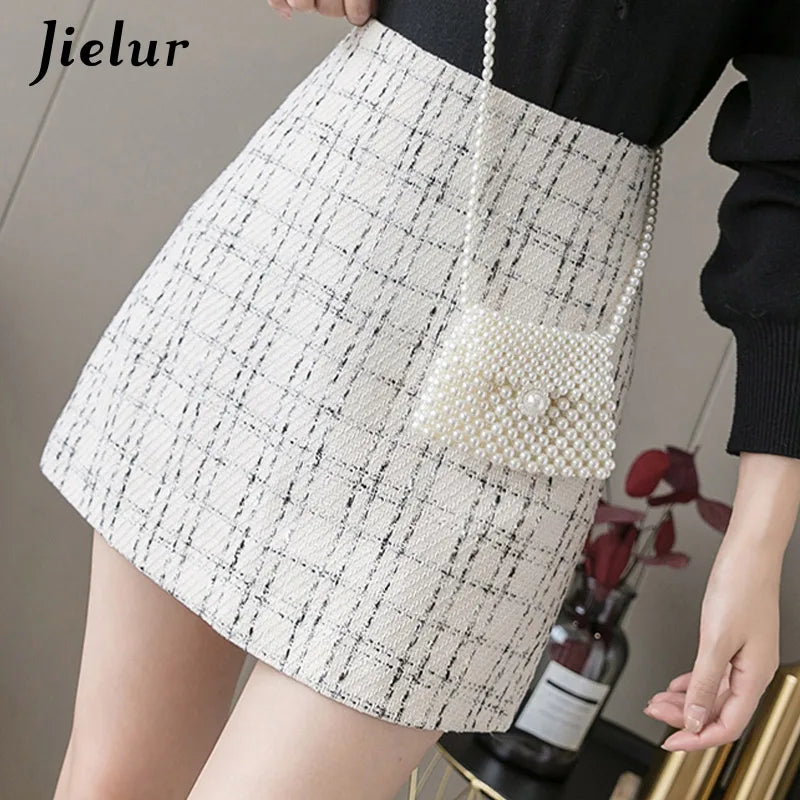 Women Skirt A-Line Slim High Waist Zipper Autumn Winter Black Mini Skirts Womens