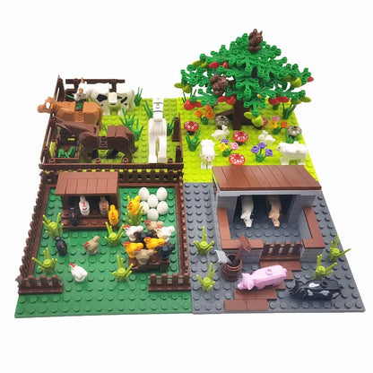 Farm Animals Trees Plants Building Blocks for Kids MOC Compatible