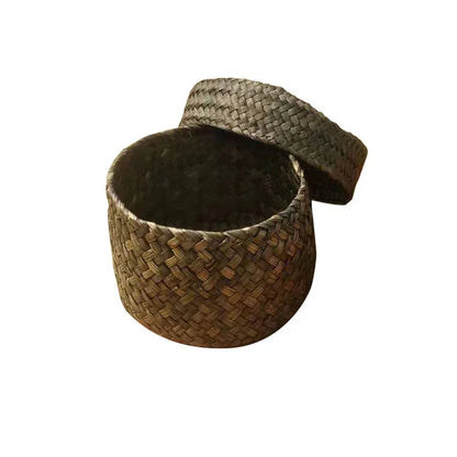 Handmade Storage Basket Cachepot for Flowers Weaving Woven Rattan Storage