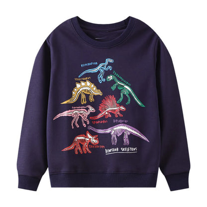 Little Maven 2024 Boys Clothes Luminous Dinosaur Baby Boys Sweatshirts