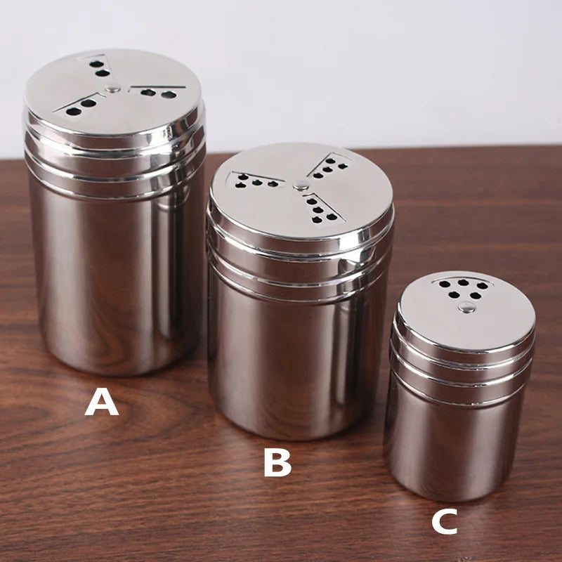 Stainless Steel Spice Sugar Salt Pepper Herb Shaker Jar Seasoning Bottle