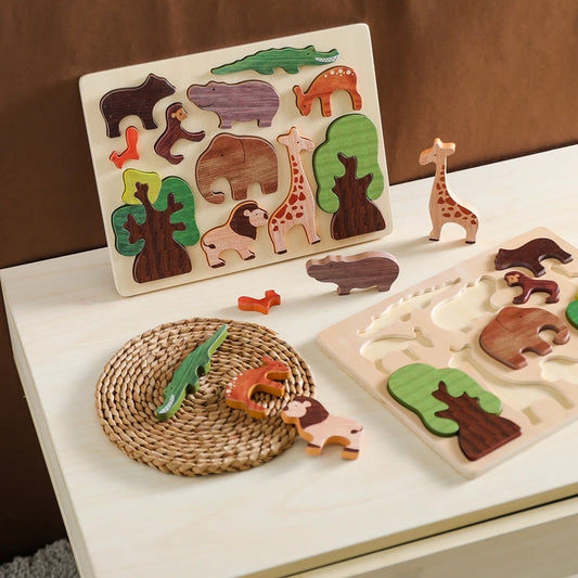 Wooden Educational 3D Puzzle for Children Cartoon Animal