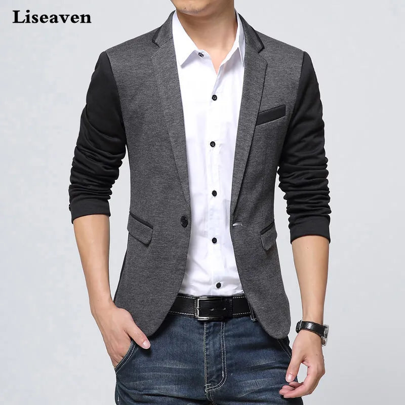 Liseaven Brand Clothing Blazer Men Fashion Coat Slim Male Clothing