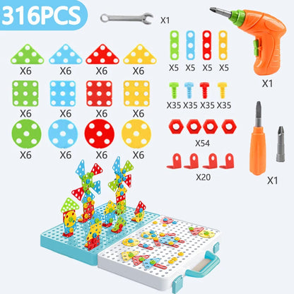 Kids Drill Screw Nut Puzzles Toys Pretend Play Tool Drill Disassembly Assembly