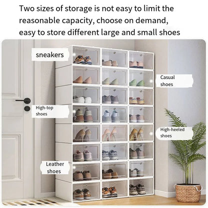 6pc Transparent Plastic Shoe Box Organizer Home Doorway Simple Shoe Rack Storage