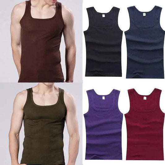 100% Cotton Mens Oversized T-Shirt Sleeveless Tank Top Solid Color Fitness