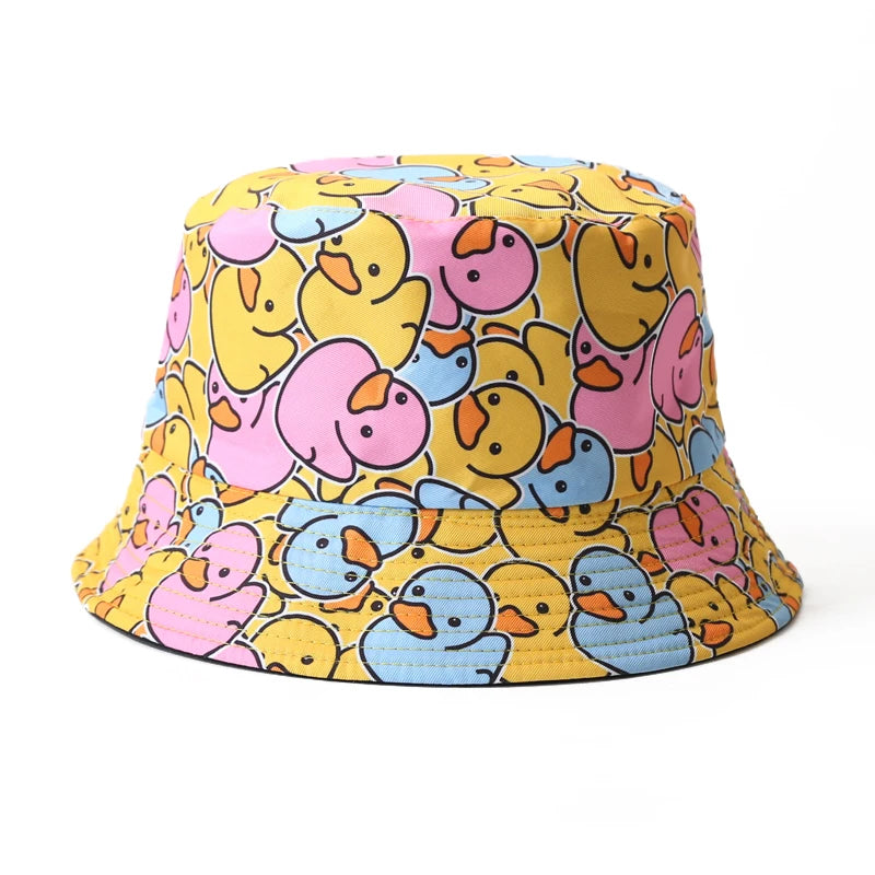 Spring Summer Cartoons Graffiti  Bucket Hat for Women Men Outdoor Foldable Hat