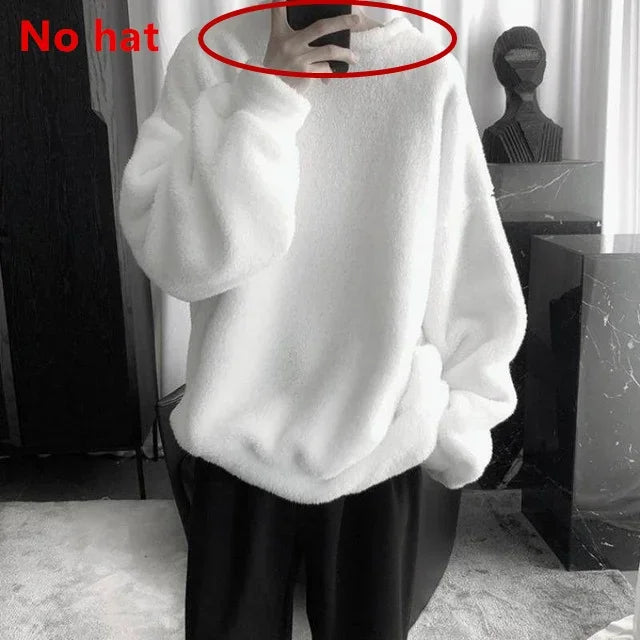 Autumn Winter Coats Soild Sweet Hooded Women Harajuku Loose Casual Warm Hoodies