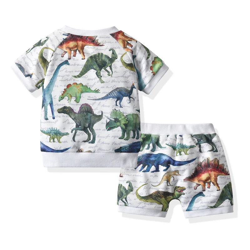 Top and Top Toddler Kids Boys Girls Clothes Set Casual Dinosaur Print Short